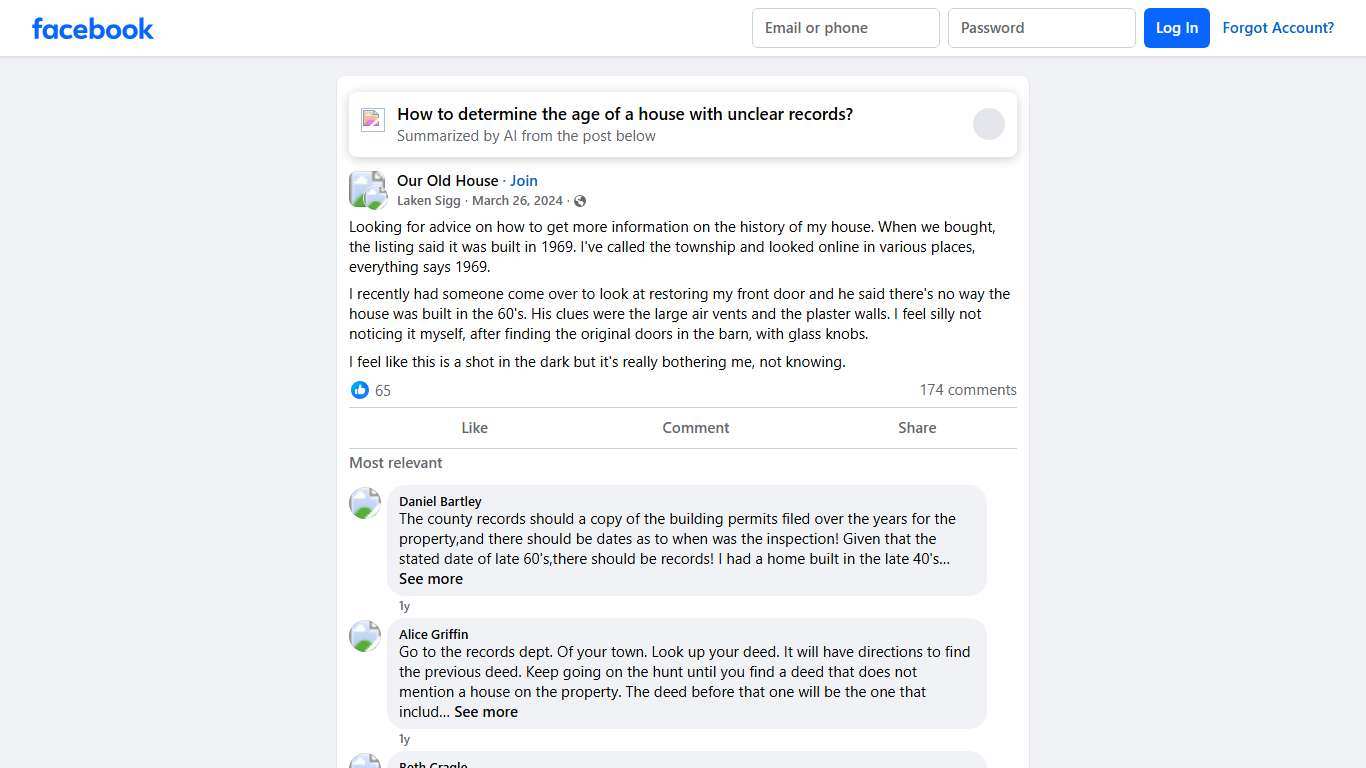 Our Old House Looking for advice on how to get more information on the history of my house Facebook